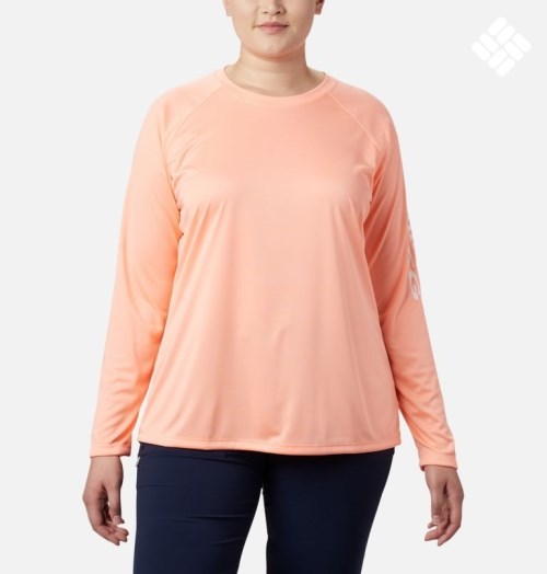 Columbia PFG Tidal Tee II Long Sleeve Gensere Dame Rosa | Plus Size 95387O